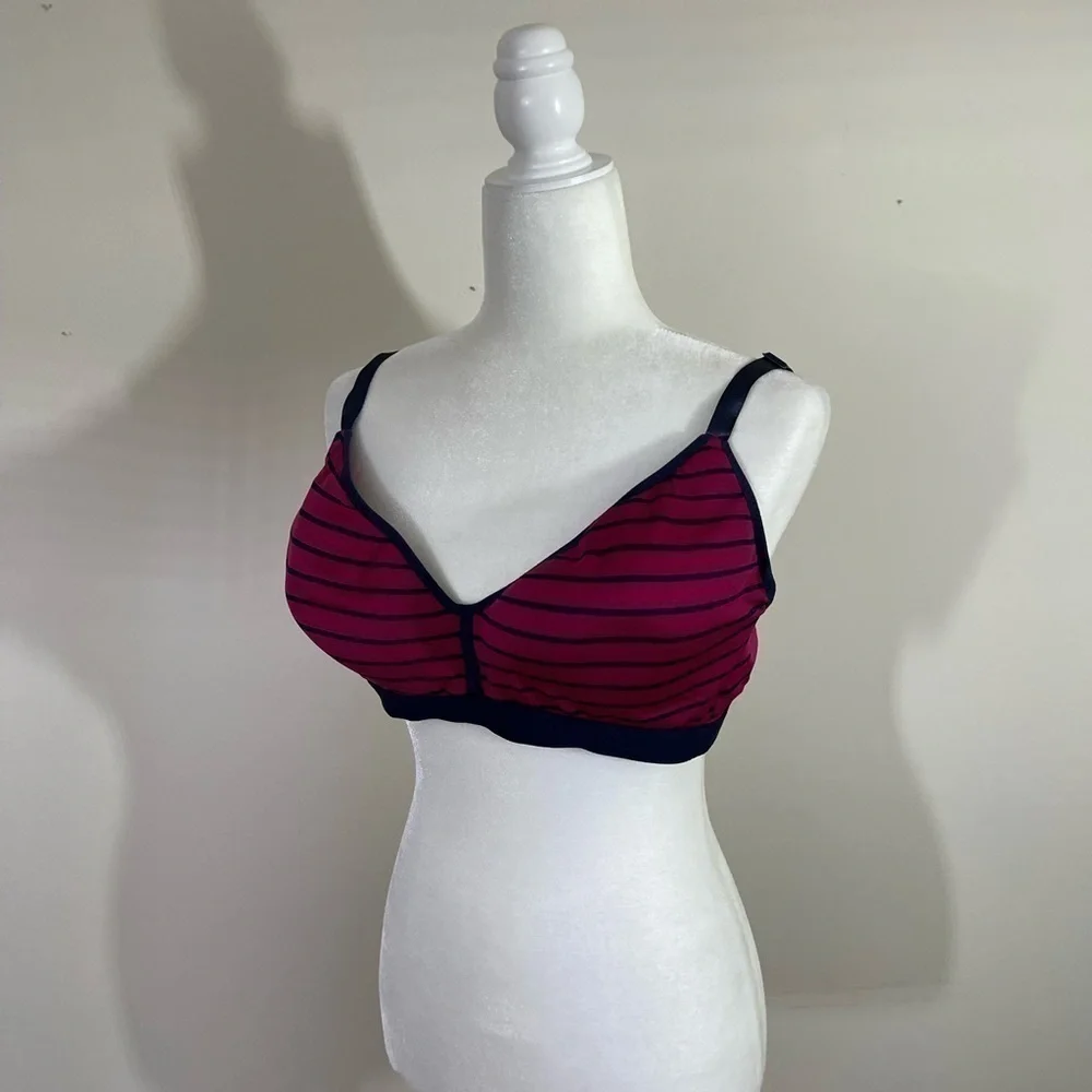 Just Be sz  42C  bra navy and cranberry stripe   Looks similar to a sports bra